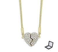 Magnetic Love Patchwork Necklace, Diamond Set Magnetic Love Pendant, Double Sided Loves Pendant Necklace, Three-Layer Heart Chain, Couples Necklaces, Suitable For Holiday Gifts Or Daily Wear (B)