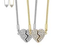 Magnetic Love Patchwork Necklace, Double-Sided Wearing Diamond-Set Love Pendant, Elegant Necklace Set, Fashionable Classic Designs (2Pcs Mix)