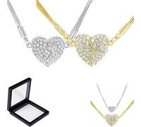 Magnetic Love Patchwork Necklace Double-Sided Wearing Diamond-Set Love Pendant, Fashionable Classic Design, Three-Layer Heart Chain, Valentine's Day Gift (Gold+Silver)