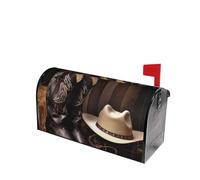 Magnetic Mailbox Covers Standard Size 21x18 in Mailbox Covers Wraps Waterproof Mailbox Wraps Cowboy Black Hat Western Boots Decorative Mail Box Post Letter Box Cover for Home Garden Outdoor Yard Decor