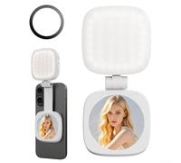 Magnetic Makeup Light with 360 Degree Rotation, Five Lighting Modes, Adjustable Brightness and Portable Foldable Design with Rechargeable Battery (White)