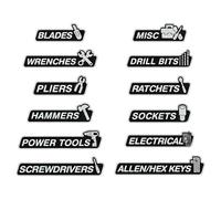 Magnetic Markers for Tool Organization, Set of 12 Resin Magnetic Labels | Magnetic Labels for Tool Drawers - for Mechanics Identification and Classification
