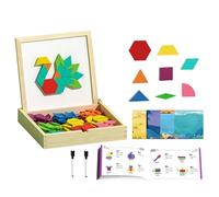 Magnetic Mathematical Puzzle - Geometric Study Tiles, Fine Motor Training Board, Sorting Activity of Bright Shapes, Marker Pack for Learning Cards
