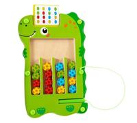 Magnetic Maze Game, Dinosaur Wooden Puzzle Board, Fine Motor Skill Trainer, Preschool Sensory Learning Set, Magnetic Ball Path Control Toy, Classroom Travel Early Education Play 8.27x5.71x0.51 inches