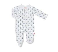 Magnetic Me Footie Pajamas - 100% Organic Cotton Baby Pajamas - Quick Magnetic Fastener Sleeper for Baby Boy and Girl, Open Sky Blue, 6-9 Months