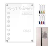 Magnetic Meal Planner - Clear Acrylic Dry Erase Notepad With Markers | Weekly Planner Calendar & Note Area | For Shopping List & Tasks Home