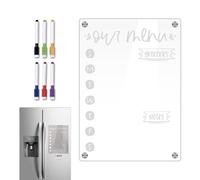 Magnetic Meal Planner for Refrigerator | Clear Acrylic List Board with Markers,Weekly Calendar Planning Board Noteboard | for Grocery Chore Note Task