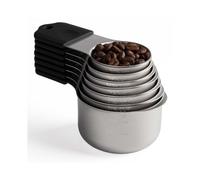 Magnetic Measuring Cups Set Stainless Steel Heavy Duty Metal Measuring Cups for Dry and Liquid Ingredients (Black)