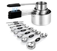 Magnetic Measuring Cups & Spoons Set, 5 Heavy Duty Cups,8 Double Sided Spoons with Leveler， Stainless Steel Fits in Spice Jars， Dishwasher Safe, Nesting Kitchen Gadgets for Cooking & Baking