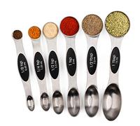 Magnetic Measuring Spoons Set of 6 Stainless Steel Dual Sided Stackable Teaspoon for Measuring Dry and Liquid Ingredients