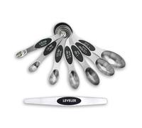 Magnetic Measuring Spoons Set of 8, Dual Sided Stainless Steel Teaspoon and Tablespoon Set with Leveler, Stackable Kitchen Measuring Tools for Dry and Liquid Ingredients, Fits in Spice Jars