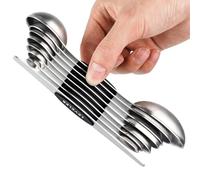 Magnetic Measuring Spoons Set of 8 Stainless Steel Stackable Dual Sided Nesting Teaspoons and Tablespoons for Measuring Dry and Liquid Ingredients