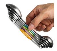 Magnetic Measuring Spoons Set Stainless Steel Stackable Dual Sided Teaspoons and Tablespoons for Measuring Dry and Liquid Ingredients