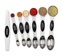 Magnetic Measuring Spoons Set Stainless Steel with Leveler, Stackable Metal Tablespoon Measure Spoon for Baking, Cups and Spoon Set Kitchen Gadgets Apartment Essentials Fits in Spice Jars