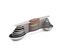 Magnetic Measuring Spoons Sets of 8, Dual Sided Stainless Steel Stackable Teaspoon Tablespoon with Colorful Scale and Leveler, Fits in Spice Jars for Measuring Dry and Liquid Ingredients