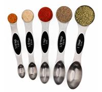 Magnetic Measuring Spoons Stainless Steel Set of 5 with Double Sided Measuring Spoons for Dry and Liquid Ingredients