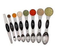 Magnetic Measuring Spoons Stainless Steel Set of 8 Stackable Double Sided Measuring Spoons for Dry and Liquid Ingredients