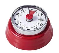 Magnetic Mechanical Kitchen Timer, 60-Minute Wind Up Metal Countdown with Loud Alarm, Two-Tone Dial for Easy Reading Clear Alarm(Rot)