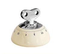 Magnetic Mechanical Kitchen Timer, No Battery Manual Countdown Alarm Clock, Round Wind-Up Cooking Timer Loud Ring, Portable Time Management Stopwatch for Cooking Learning Shower Gym (White)