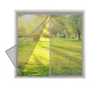 Magnetic Mesh Window Screen Grey 124x125cm Magnetic Closure Around the Window Frame for Better Sealing for Frames in Homes Flats and Apartments
