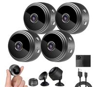 Magnetic Mini Camera, Mini Camera Wireless, The Secret Smart MiniWireless Cameras, with Night Vision, 1080p HD Hidden Cameras with Audio Indoor/Outdoors Wireless (Black,4Pcs)