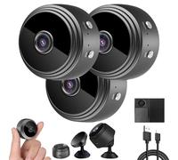 Magnetic Mini Camera, Mini Camera Wireless, The Secret Smart MiniWireless Cameras, with Night Vision, 1080p HD Hidden Cameras with Audio Indoor/Outdoors Wireless (Black,3Pcs)