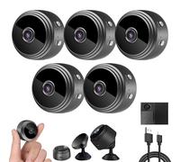 Magnetic Mini Camera, Mini Camera Wireless, The Secret Smart MiniWireless Cameras, with Night Vision, 1080p HD Hidden Cameras with Audio Indoor/Outdoors Wireless (Black,5Pcs)