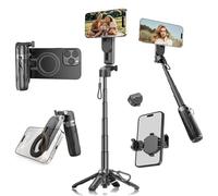 Magnetic Mini Phone Selfie Stick, Small Pocket Tripod for iPhone Android, 4-in-1 Multifunctional 360° Rotation Magnetic Selfie Stick with Detachable Remote for Photograph Live Video Recording Travel