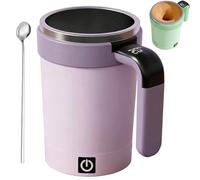 Magnetic Mixing Cup, Rechargeable Automatic Magnetic Stirring Coffee Mug Set with Digital Display, 380ml 2026 New Electric Self Stirring Coffee Mug, for Brewing Coffe , Milk (Purple)