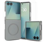 Magnetic Mobile Phone Case for Samsung Galaxy Z Flip8 with Protective Glass Set Grey