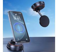 Magnetic Mobile Phone Holder Car for Magsafe Car Mount with Charging Function, Vacuum Suction Cup Rotatable Car Mobile Phone Holder for iPhone 16/15 Pro Max, with Magnetic Ring for Samsung S25/S24/S23
