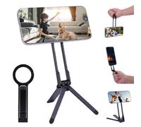 Magnetic Mobile Phone Tripod Aluminium, Portable Mini Smartphone Tripods in Pocket Size, Carabiner Shaped Maglock Quick Holder, Foldable Stand Tripod for iPhone 17/16/15/14/13, Magsafe, Black