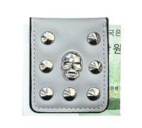 Magnetic Money Clip Wallet - Compact Heavy Duty | Punk Style Money Holder with Magnetic Closure Slim Card Holder for Letters, Photos, Credit Cards and Banknotes, 7 x 5.7 x 1 cm, lightgrey, see