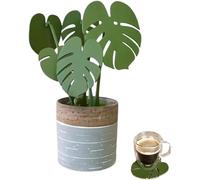 Magnetic Monstera Plant Coaster - 3D Printed Green Leaf, Tropical Home Decor (1pcs)