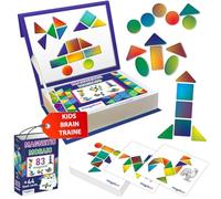 Magnetic Mosaic Tangram Puzzle for Kids - Large 83 Pieces Geometric Shapes - 44 Flashcards Magnets for Toddler - Montessori Educational Toys Preschool - Learning Travel Games - Gift for Kids - Magdum