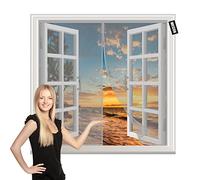 Magnetic Mosquito Net for Window 55x65cm Grey Window Mosquito Net Fine Mesh to Keep Bugs Out, Self Sealing with Full Frame Magic Tape Easy to Install Without Drilling
