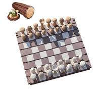 Magnetic Mushrooms Chess,Chess Set Chess Board,Forest Mushrooms Chess,Portable Themed Chess & Checkers Set,3D Printed Wood Chess Set(Beige Brown)