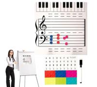 Magnetic Music Staff Whiteboard | Two Sided Magnetic Piano Practice Dry Erase White Board | Piano Teaching Supplies Includes Marker for Kids Students