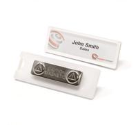 Magnetic Name Badge With Card Insert For Shop, Staff, Conventions, Exhibitors, And Events - 75mm X 23mm