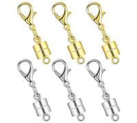 Magnetic Necklace Clasps, 6 PCS Closures Magnetic Jewelry Clasps Connector Locking Magnetic Jewelry Clasp Converters, Key Ring, Keyrings, for Jewelry Bracelet Necklace Making