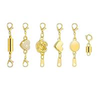 Magnetic Necklace Clasps - 6 Pieces | Bracelet Extender Closures - Fermoir Magnetic Collier | Magnetic Clasp Jewellery | Magnetic Clasp | For Travel Wedding Daily | 2026 Jewelry | Gold