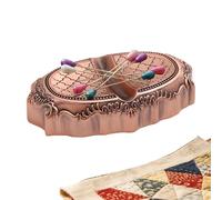 Magnetic Needle Holder - 10x6x2cm, Zinc Alloy Vintage Portable Embossed Needle Organizer | For Studio Sewing Room Embroidery Enthusiasts Beginner DIY Lovers Metal Craft Quilting Accessories