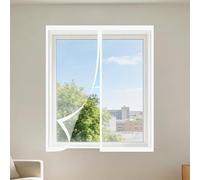 Magnetic Net Window 115 x 120 cm Selfadhesive Tape Fly Door Screen Mesh with Powerful Magnets Custom Size for Window, Bedroom, Living Room, Kitchen Patio, White