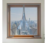 Magnetic Net Window 115 x 120 cm Selfadhesive Tape Fly Screen for Window Without Drilling Or Screwing with Self Adhesive Tape for Living Room Bedroom Offfice, Grey