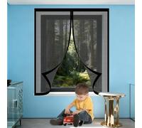 Magnetic Net Window 115 x 120 cm Selfadhesive Tape Window Screen Mesh for Bug Without Drilling Or Screwing with Self Adhesive Tape for Living Room Bedroom Offfice, Black