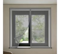 Magnetic Net Window 115 x 125 cm Keep Fly Mosquito Out Bug Net for Windows Fine Mesh Design Prevents Tiny Insects from Entering for Windows Doors and Patio Screens, Grey