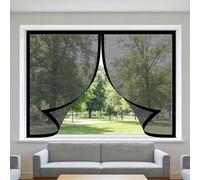 Magnetic Net Window 130 x 85 cm with Selfadhesive Adjustable DIY Fly Screen for Windows with Installation Accessories for Living Room Bedroom Offfice, Black