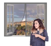 Magnetic Net Window 145 x 65 cm Keep Fly Mosquito Out Mesh Mosquito Bug Net for Windows Easy Installation for Windows Doors and Patio Screens, Grey