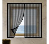Magnetic Net Window 170 x 145 cm with Selfadhesive Durable Polyester Window Screen Mesh with Installation Accessories for Windows Doors and Patio Screens, Black