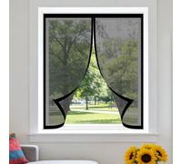 Magnetic Net Window 55 x 155 cm with Selfadhesive Window Fly Net Excellent Ventilation While Blocking Bugs for Windows Doors and Patio Screens, Black